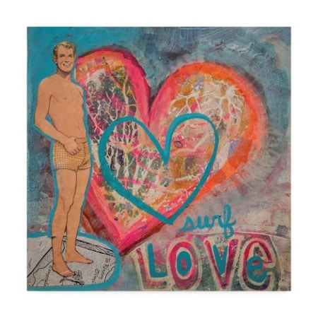 Zwart 'Love Heart Man Surfer' Canvas Art,18x18